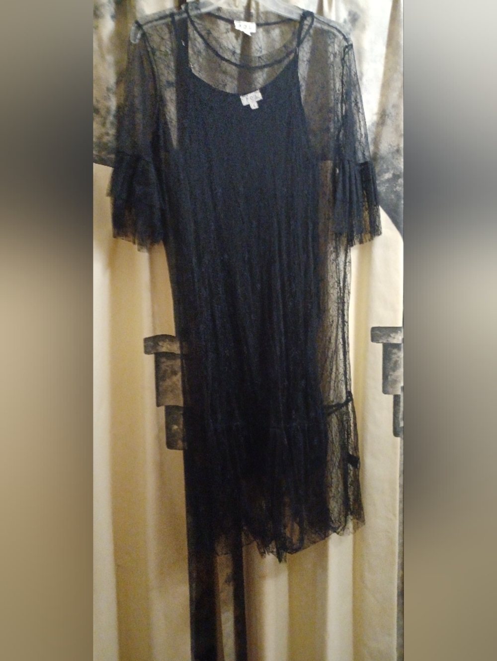 POL Black Dress W/Lace Overlay & Slip Dress